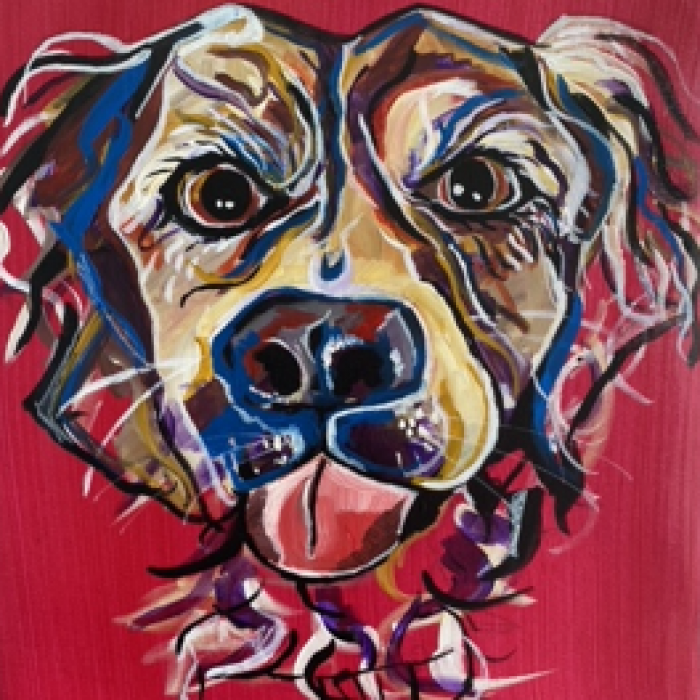 Labradoodle painting on canvas